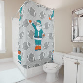 Basketball der aquamarinen Orangen-Weihnachtsmanns Duschvorhang (Beispiel)