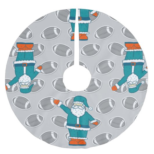 Basketball der aquamarinen Orangen-Weihnachtsmanns Polyester Weihnachtsbaumdecke (Vorderseite)