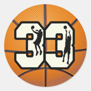 Basketball der Nr.-33 Runder Aufkleber