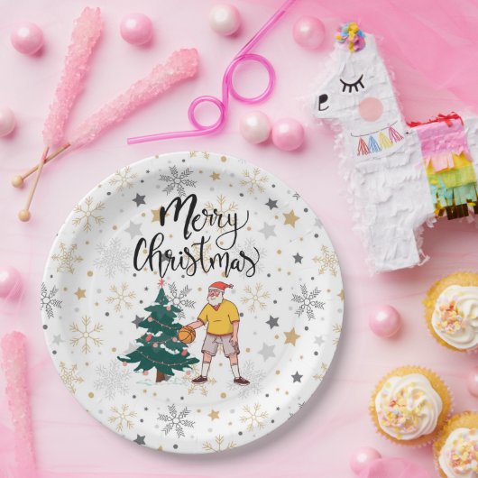 Basketball Der Weihnachtsmann spielt mit Weihnacht Pappteller (Party)