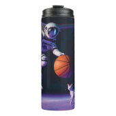 Basketball des Astronauten mit Katze Thermosbecher (Vorderseite)