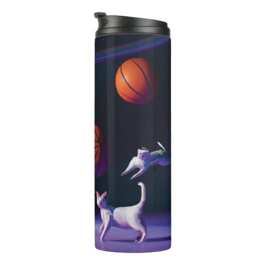 Basketball des Astronauten mit Katze Thermosbecher (Nach rechts gedreht)