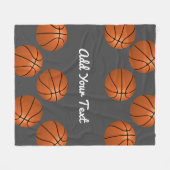 Basketball-Design auf grau fügen Sie Ihren Namen o Fleecedecke (Vorderseite (Horizontal))