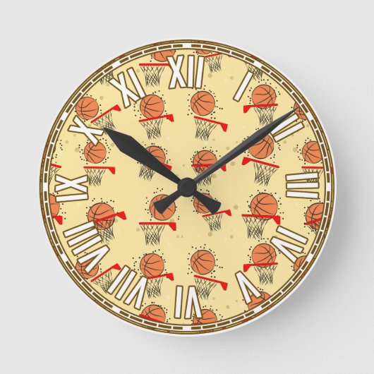 Basketball-Design Runde Wanduhr (Vorderseite)