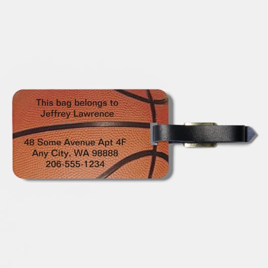 Basketball-Designmarke Gepäckanhänger (Rückseite horizontal)
