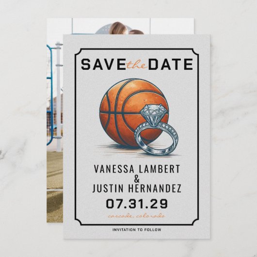 Basketball Diamond Save The Date (Vorne/Hinten)