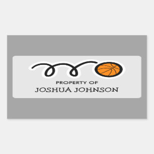 Basketball Dieses Buch gehört zu den Etikettenaufk Rechteckiger Aufkleber