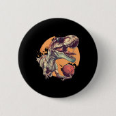 Basketball Dino T-rex Portrait Ball Player Basketb Button (Vorderseite)