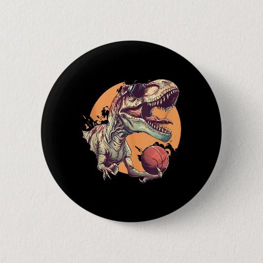 Basketball Dino T-rex Portrait Ball Player Basketb Button (Vorderseite)