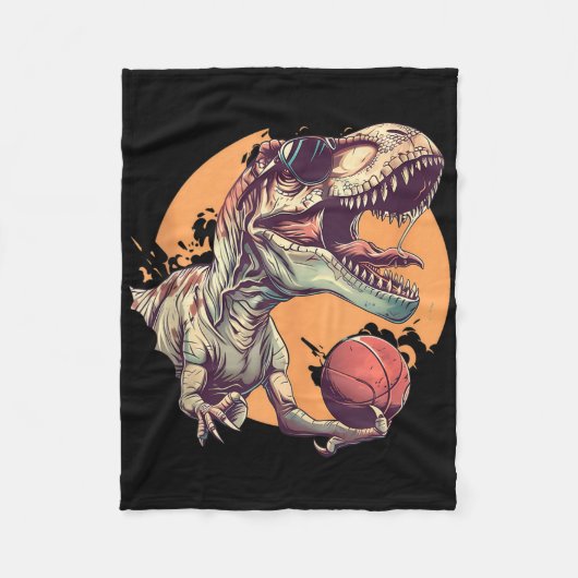 Basketball Dino T-rex Portrait Ball Player Basketb Fleecedecke (Vorderseite)