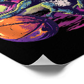 Basketball Dino T-rex Zeichnend Basketball Player  Poster (Ecke)