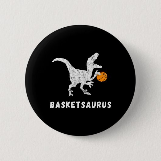 Basketball Dinosaur Baller T-rex Dino Playing Bask Button (Vorderseite)