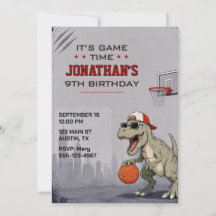 Basketball-Dinosaur-Geburtstagseinladung