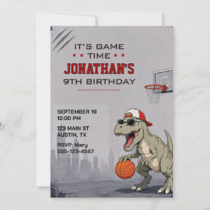 Basketball-Dinosaur-Geburtstagseinladung Einladung