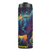 Basketball Dinosaur Neon Energy Action Thermosbecher (Vorderseite)
