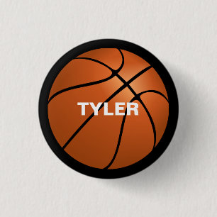 Basketball, DIY-Name in Weiß, Schwarz Button