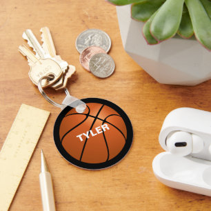 Basketball, DIY Name in Weiß, Schwarz Schlüsselanhänger
