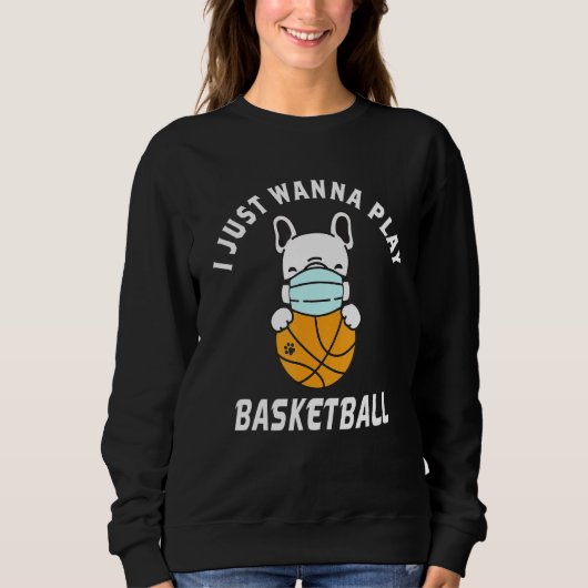 Basketball Dog Gesichtsmaske Basketball Französisc Sweatshirt (Vorderseite)