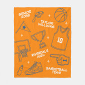 Basketball Doodle Drawing Custom Name Senior Night Fleecedecke (Vorderseite)