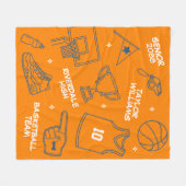 Basketball Doodle Drawing Custom Name Senior Night Fleecedecke (Vorderseite (Horizontal))