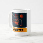 Basketball Drei-Punkte-Uhr bei Null Kaffeetasse (Vorderseite Links)