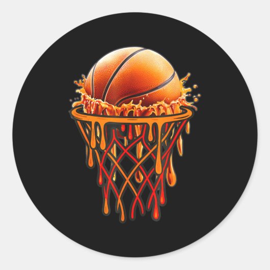 Basketball Drip Graphic, Basketball Funny Bruh Gif Runder Aufkleber (Vorderseite)