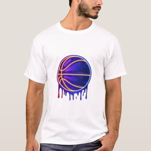 Basketball Drip Neon Basketball Graphics T-Shirt (Vorderseite)