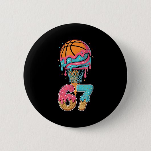 Basketball Drip Number 67 Player 67th Birthday Ice Button (Vorderseite)