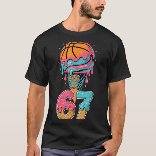 Basketball Drip Number 67 Player 67th Birthday Ice T-Shirt (Vorderseite)