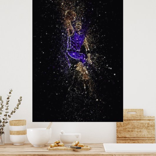 Basketball-Dunk-Glitzer Poster (Küche)