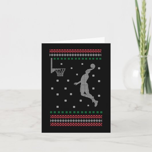 Basketball Dunking Christmas Cool Sport Ugly X-Mas Karte (Vorderseite)