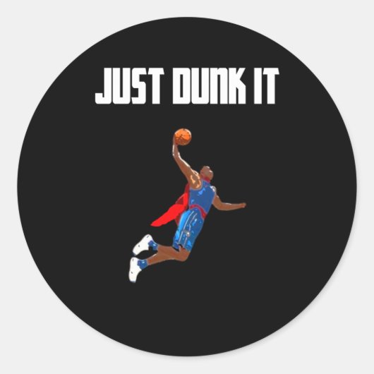 Basketball Dunking Runder Aufkleber (Vorderseite)