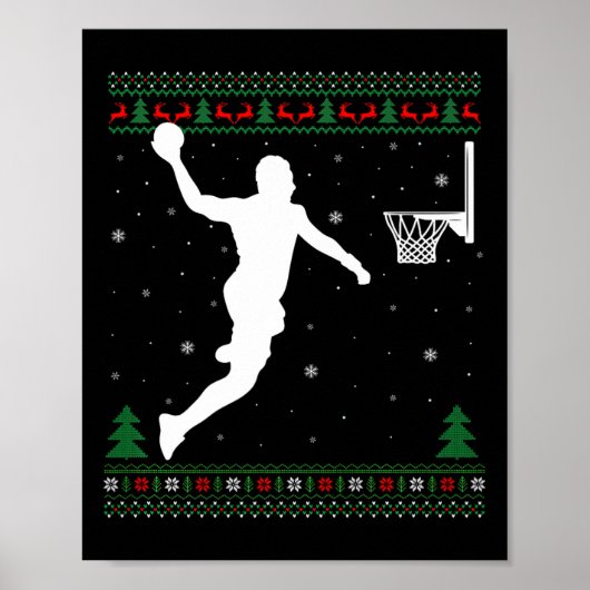 Basketball Dunking Xmas Ugly Basketball Spieler Ch Poster (Vorne)