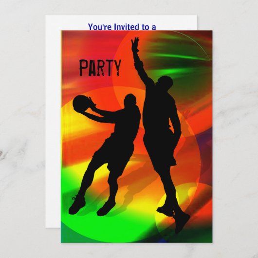 Basketball Duo Hell Lights Einladung (Vorne/Hinten)