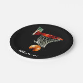 Basketball durch Ihren Namen ersetzen Pappteller (Schrägansicht)