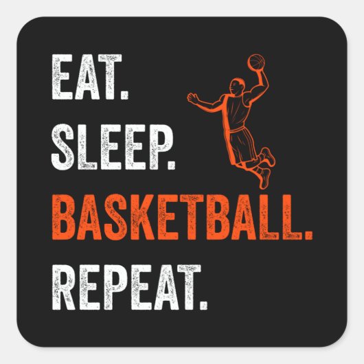 Basketball Eat Sleep Basketball Repeat Quadratischer Aufkleber (Vorderseite)