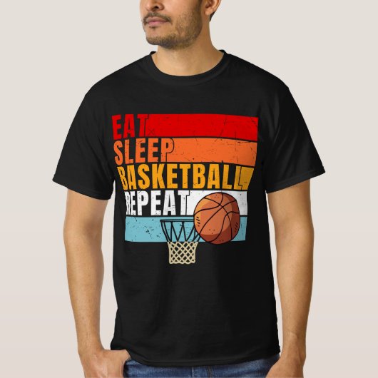 Basketball Eat Sleep Wiederholung für Spieler T-Shirt (Vorderseite)
