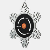 Basketball Eat Sleep Wiederholung Sportfan Sprichw Schneeflocken Zinn-Ornament (Rechts)