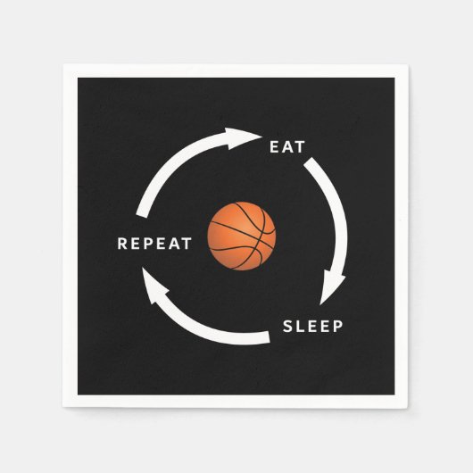 Basketball Eat Sleep Wiederholung Sportfan Sprichw Serviette (Vorderseite)