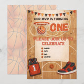 Basketball-Einladung zum ersten Geburtstag | Einladung (Vorne/Hinten)