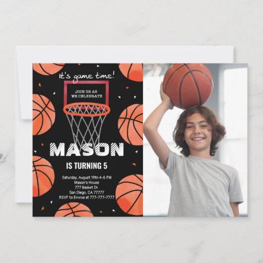 Basketball Einladung zum Geburtstag Foto (Vorderseite)