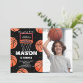 Basketball Einladung zum Geburtstag Foto (Stehend Vorderseite)