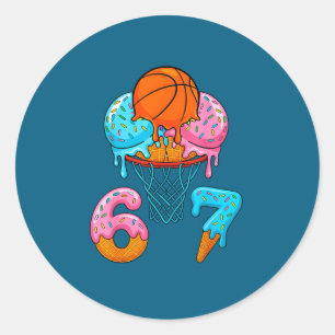 Basketball Eiscreme Tropfen 67 Runder Aufkleber