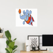Basketball-Elefant Cartoon Poster (Heimbüro)