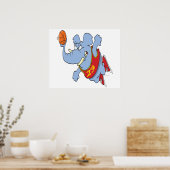 Basketball-Elefant Cartoon Poster (Küche)