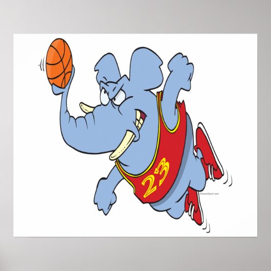 Basketball-Elefant Cartoon Poster (Vorne)