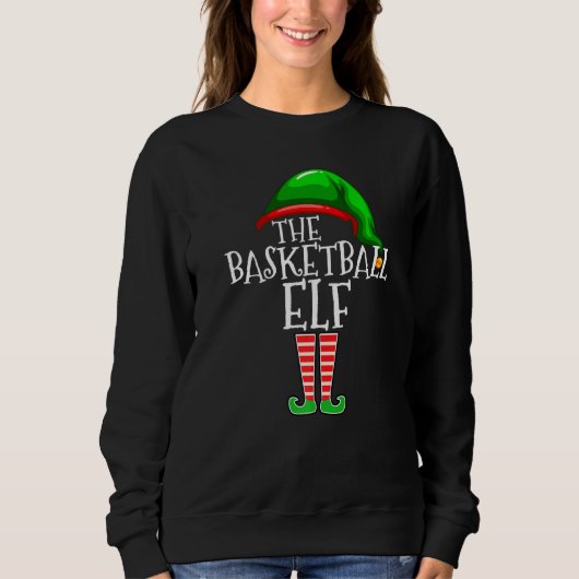 Basketball Elf Familie Matching Gruppe Weihnachtsc Sweatshirt (Vorderseite)