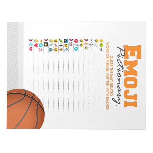 Basketball Emoji Pictionary Baby Duschkabine Notizblock (Vorderseite)
