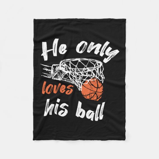 Basketball Er Liebe nur seinen Ball Fleecedecke (Vorderseite)