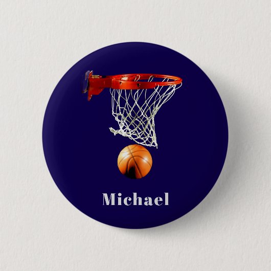 Basketball Ersetze mit deinem Namen Button (Vorderseite)